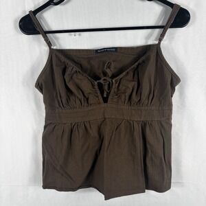 Brandy Melville Brown Tiffany Tie-Front Tank Top